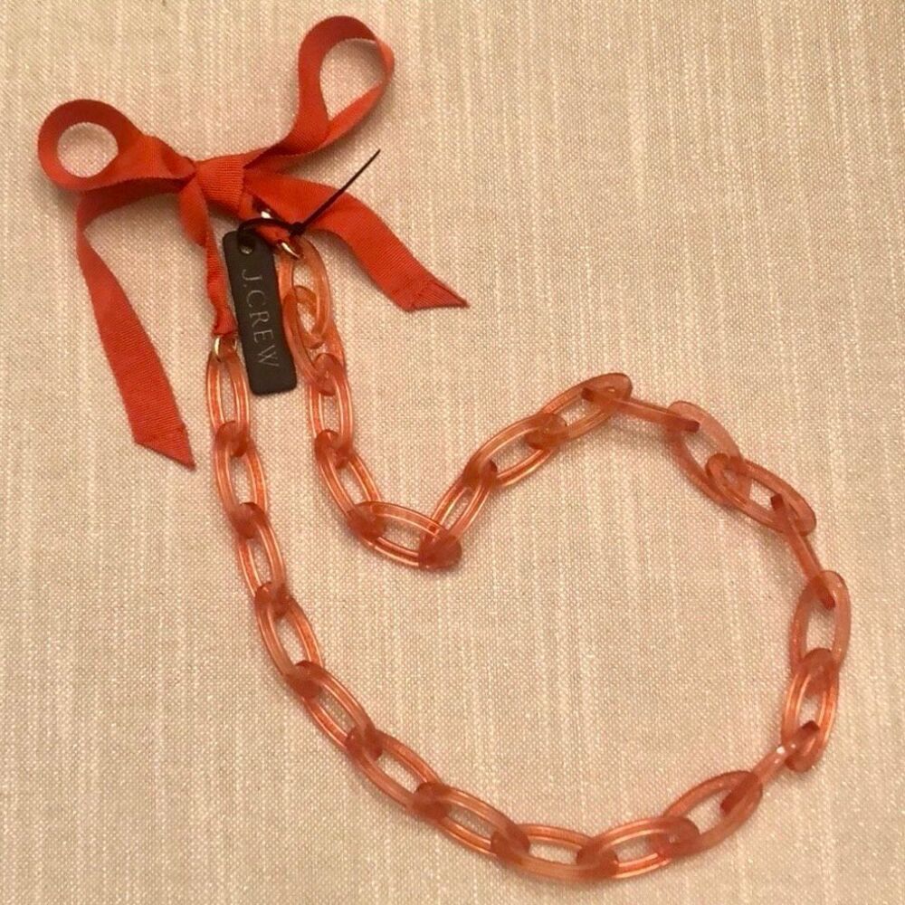 J. Crew | Acetate and Grosgrain Ribbon Statement Necklace | Burnt Orange